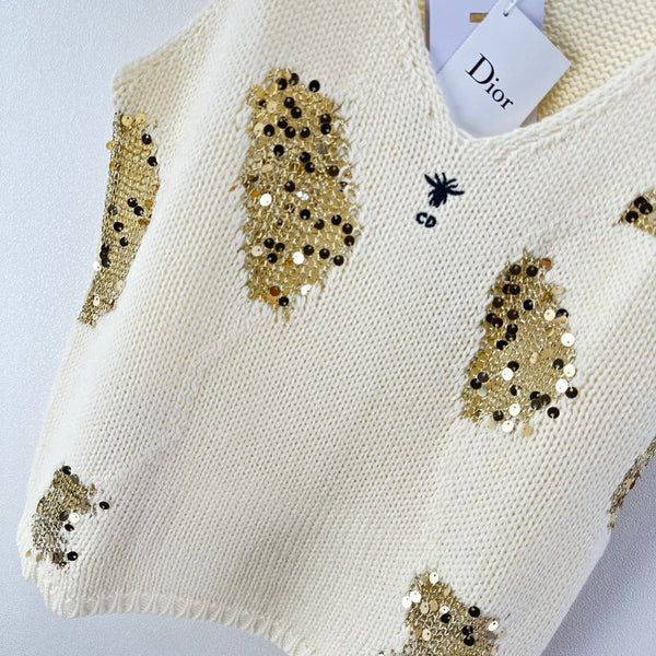 Dior Sequin Knit Vest Cream in Nylon 360693