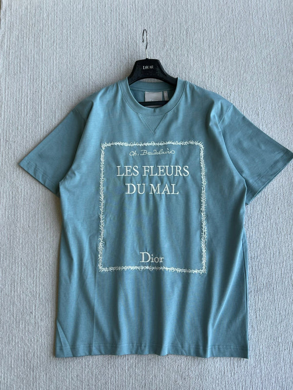 Dior 26 Bonjour Tristesse Series T-shirt Blue in Cotton 360130