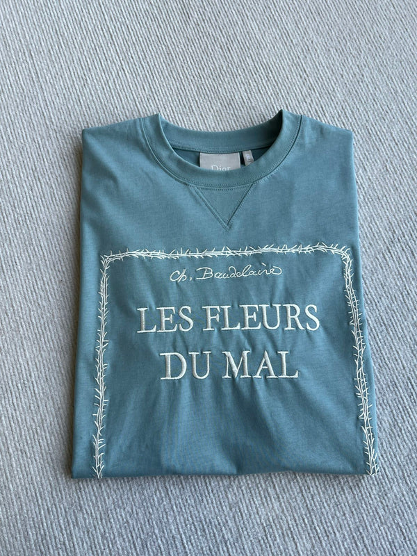 Dior 26 Bonjour Tristesse Series T-shirt Blue in Cotton 360130