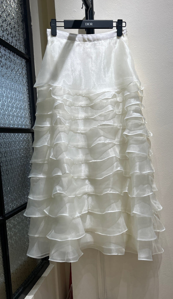 Dior Skirt White in Organza-effect Fabric 349326