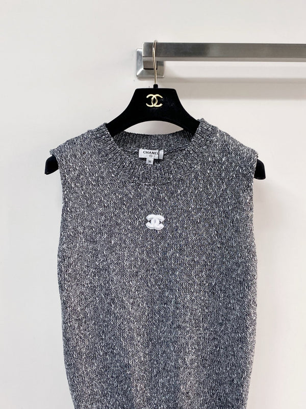 Chanel Vest Gray in Cotton Nitrile 208002