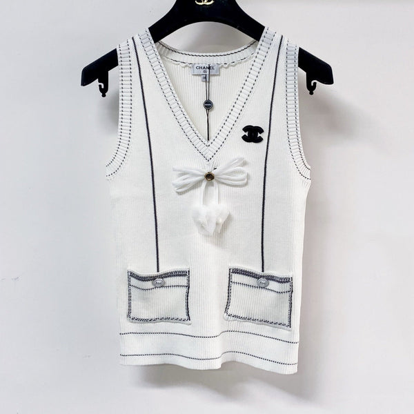 Chanel Vest White in Polyester 204099