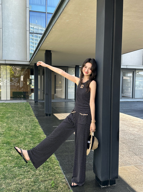Chanel 26 Striped Suit Black in Acetate 202866