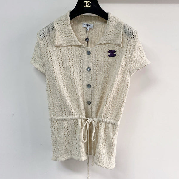 Chanel Short-Sleeve T-Shirt Ivory in Cotton Nitrile 204086