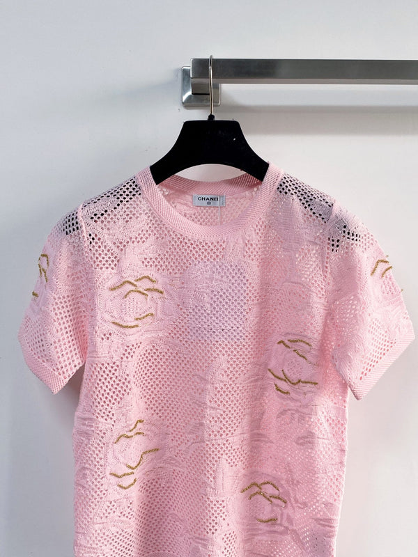 Chanel Short-Sleeve T-Shirt Pink in Cotton 204038