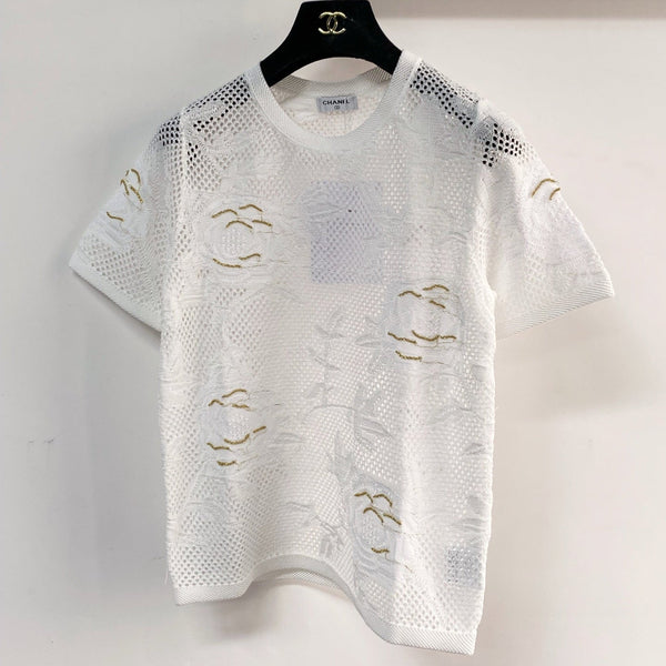 Chanel Short-Sleeve T-Shirt White in Cotton 204035