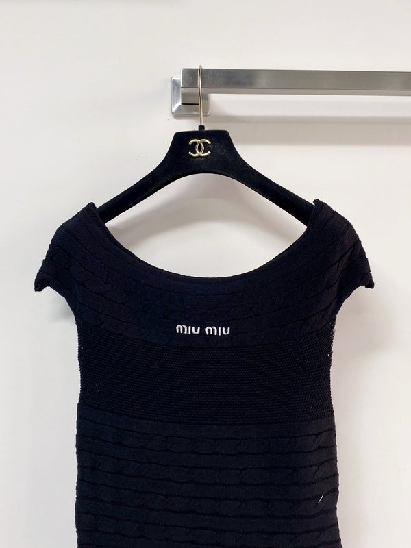 Miumiu Short-Sleeve T-Shirt Black in Cotton Nitrile 208016