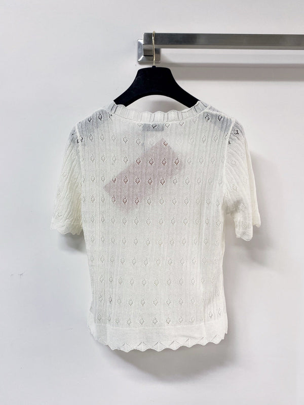 Miumiu Cardigan Short-Sleeve White in Wool 207988