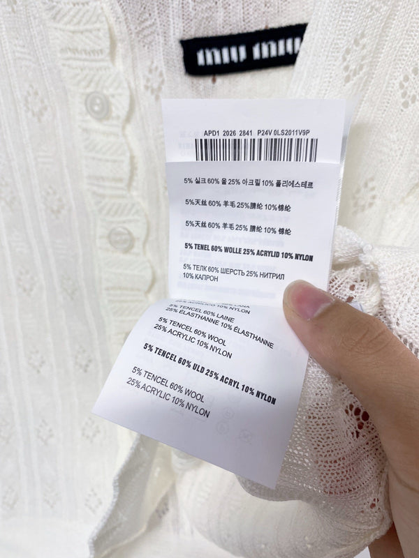 Miumiu Cardigan Short-Sleeve White in Wool 207988
