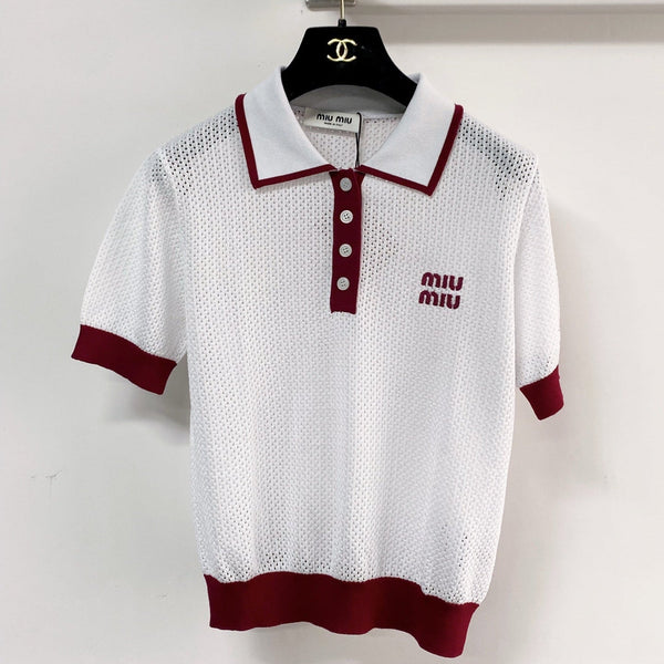 Miu Miu Short-Sleeve T-Shirt White in Wool 204084