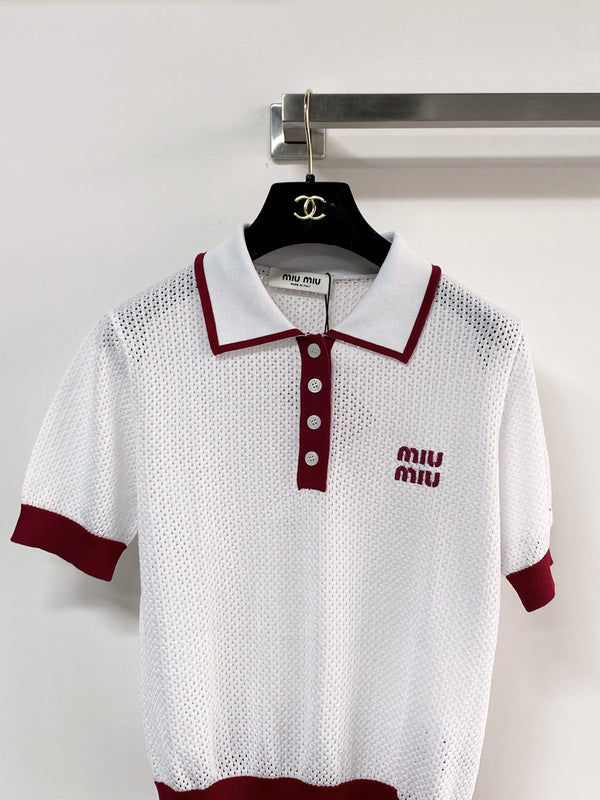 Miu Miu Short-Sleeve T-Shirt White in Wool 204084