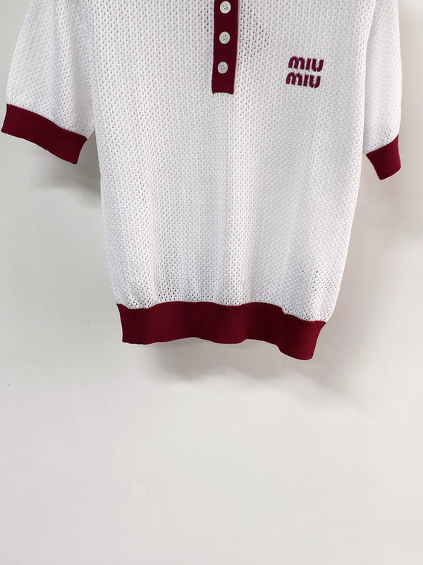 Miu Miu Short-Sleeve T-Shirt White in Wool 204084