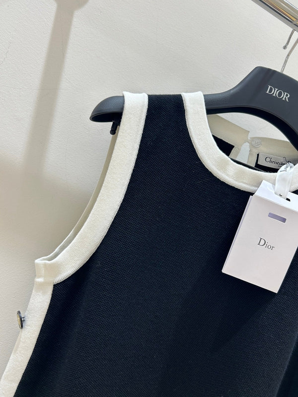 Dior Black and White Color-blocked Vest Dress in Viscose 214021