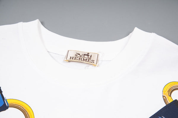 HM  Short-Sleeve T-Shirt with Equestrian Theme Print White in Cotton 215417