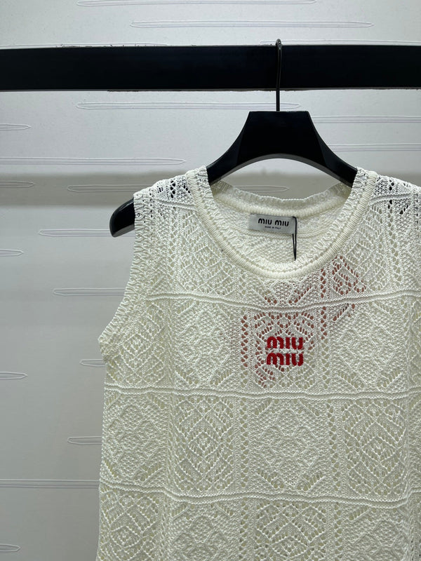 Miu Miu 26 Pattern Vest White in Wool 221699