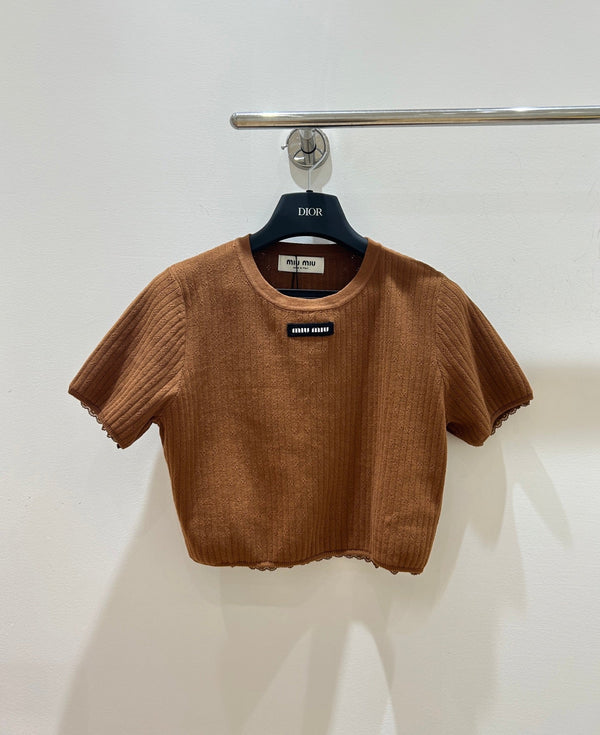 Miu Miu Short-sleeved Top in Cotton 221212