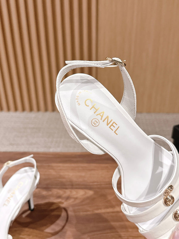 CC 26SS  Strappy High-Heeled 85 Sandals White in Cowhide 692562