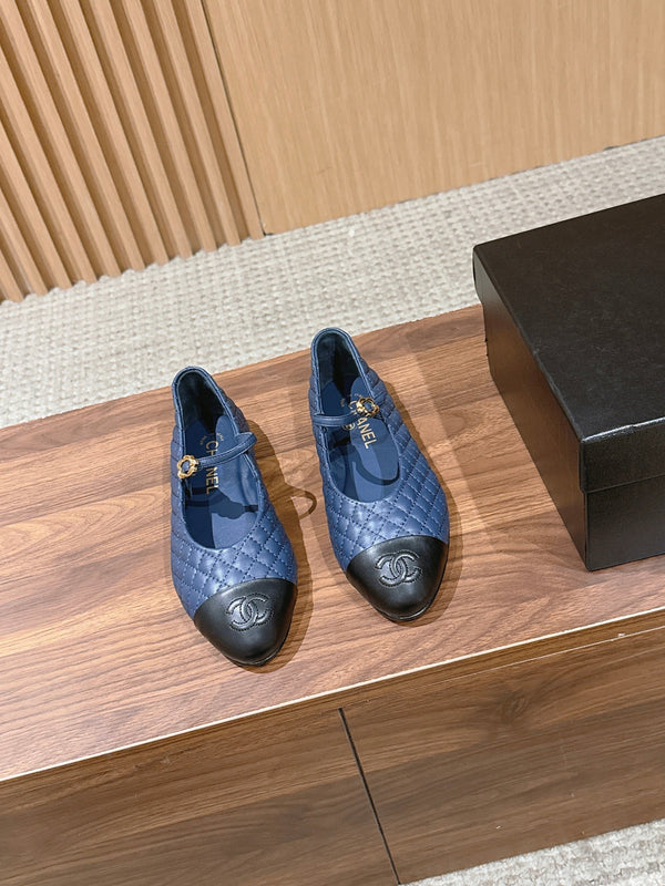 CC 26SS Quilted Mary Jane Blue Black in Calfskin 692540
