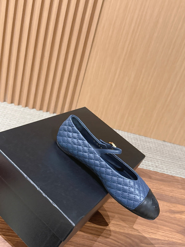CC 26SS Quilted Mary Jane Blue Black in Calfskin 692540