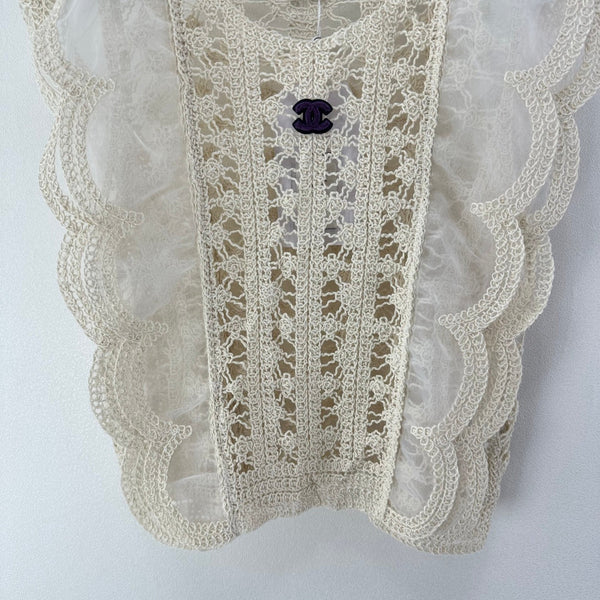Chanel Crocheted Lace Vest Ivory in Wool 362357