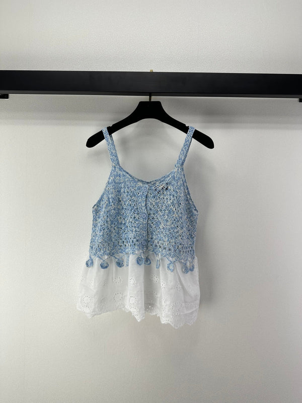 Chanel Lace Camisole Blue in Wool 361032
