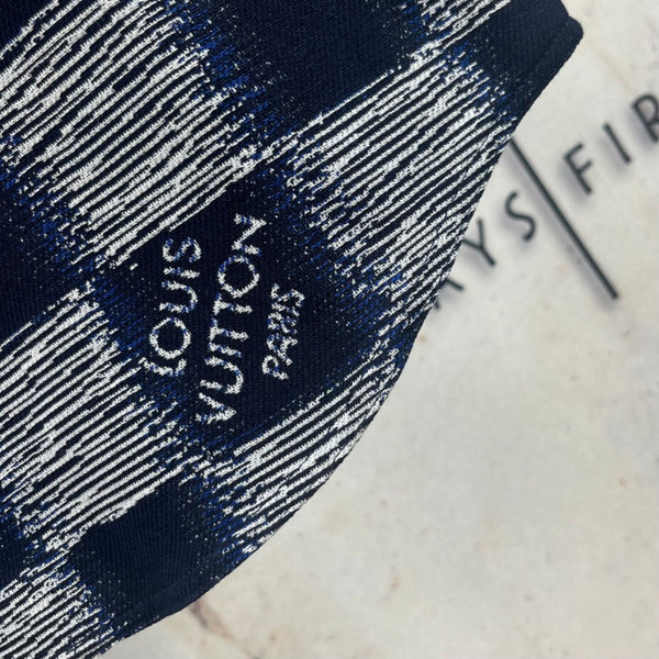 LV 26SS Navy Blue Damier Short-Sleeve Shirt in Cotton Denim 229098