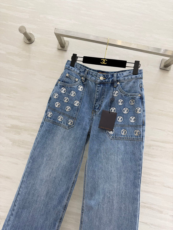 LV Monogram Wide-leg Jeans Blue in Denim 227410