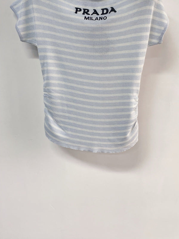 Prada Short-Sleeve T-Shirt Light Blue in Cotton 231745