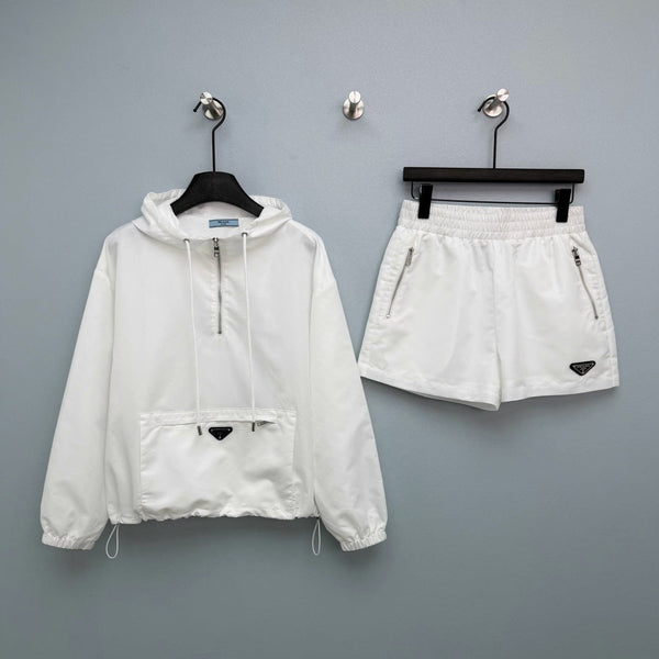 Prada Half-zip Pullover Top and Shorts White in Polyester 234857