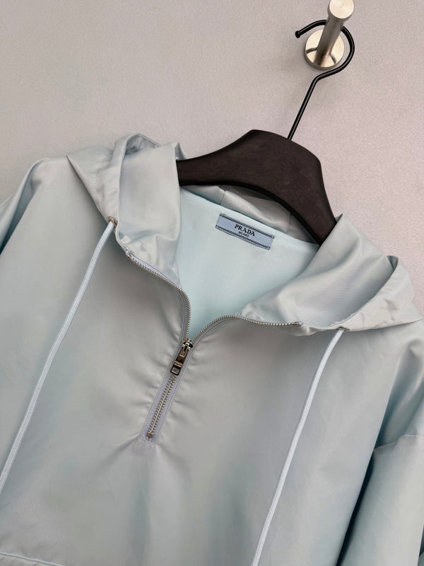 Prada Half-zip Pullover Top and Shorts Light Blue in Polyester 234855