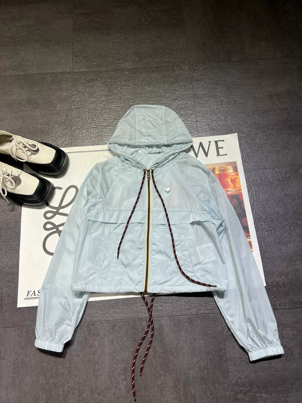 Prada Lightweight Sun Protection Windbreaker Jacket  Light Blue in Polyester 234570