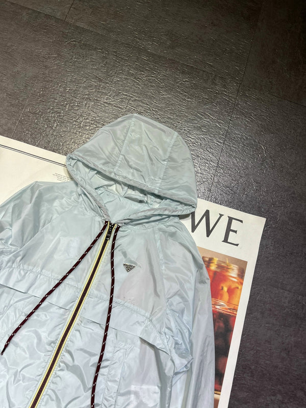 Prada Lightweight Sun Protection Windbreaker Jacket  Light Blue in Polyester 234570