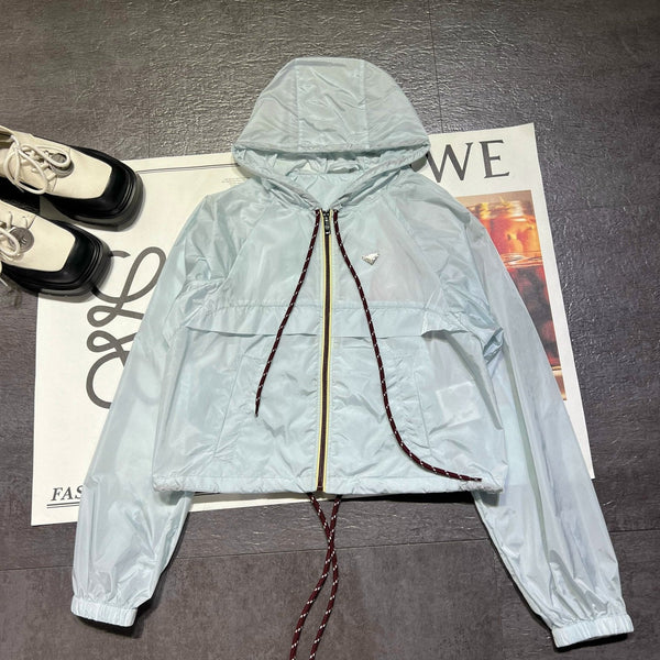 Prada Lightweight Sun Protection Windbreaker Jacket  Light Blue in Polyester 234570