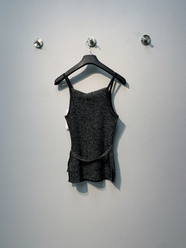 Chanel 26 Black Rhinestone Camisole in Wool 254174