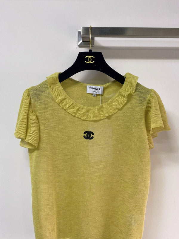 Chanel Short-Sleeve T-Shirt Light Yellow-green in Wool 252206