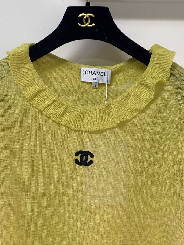 Chanel Short-Sleeve T-Shirt Light Yellow-green in Wool 252206