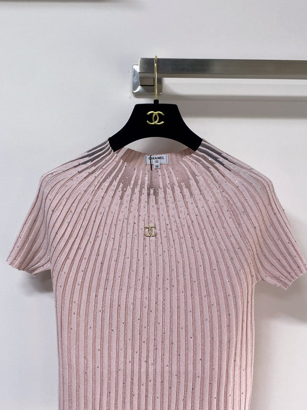 Chanel Short-Sleeve T-Shirt Pink in Tencel 252164