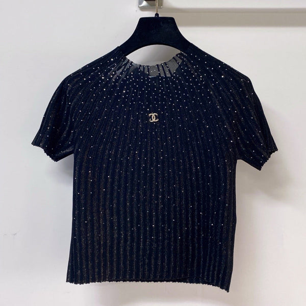 Chanel Short-Sleeve T-Shirt Black in Tencel 252163