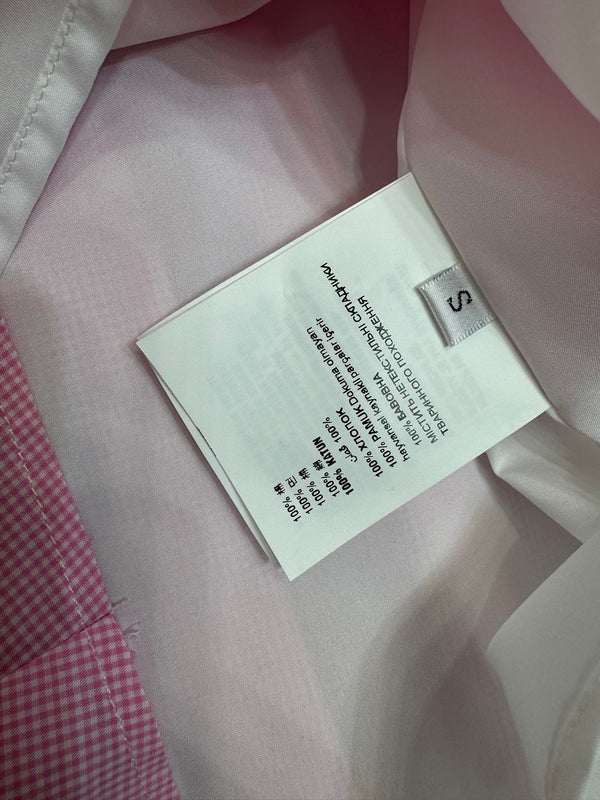 Miu Miu 26 Blue Plaid Pleated Dress with Puffed sleeves Pink in Cotton 254536
