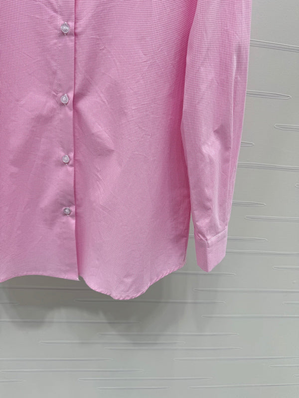 Miu Miu 26 Collar Plaid Shirt Pink in Cotton 254534