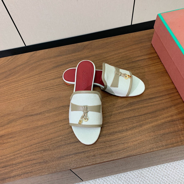 LP Color-blocked Sandals Off-white Taupe in Canvas 703246