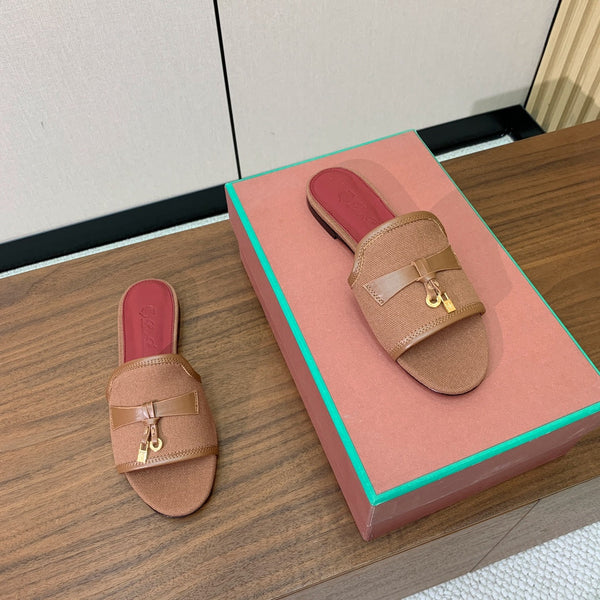 LP Color-blocked Sandals Brown in Canvas 703243
