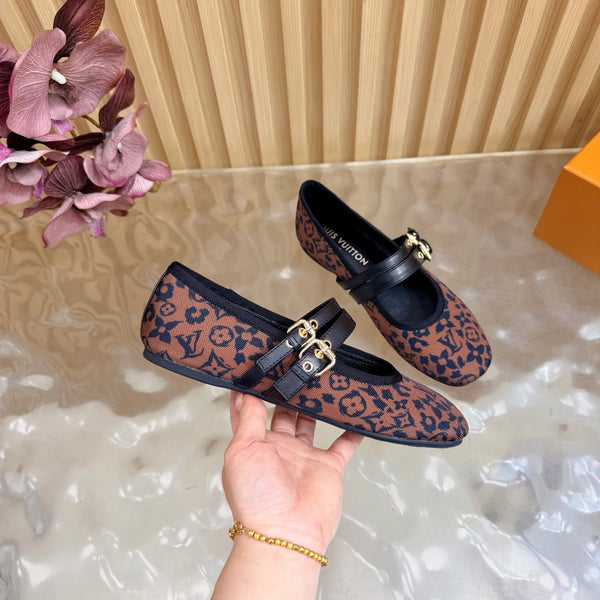 LV Romy Flat Ballerina Brown in Canvas 703061