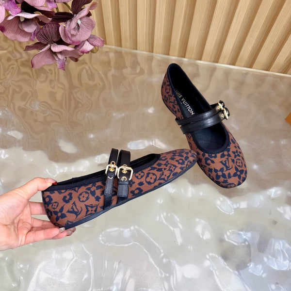 LV Romy Flat Ballerina Brown in Canvas 703061