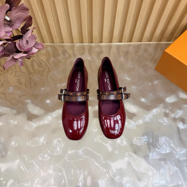 LV Romy Flat Ballerina Bordeaux Red in Patent Leather 703058