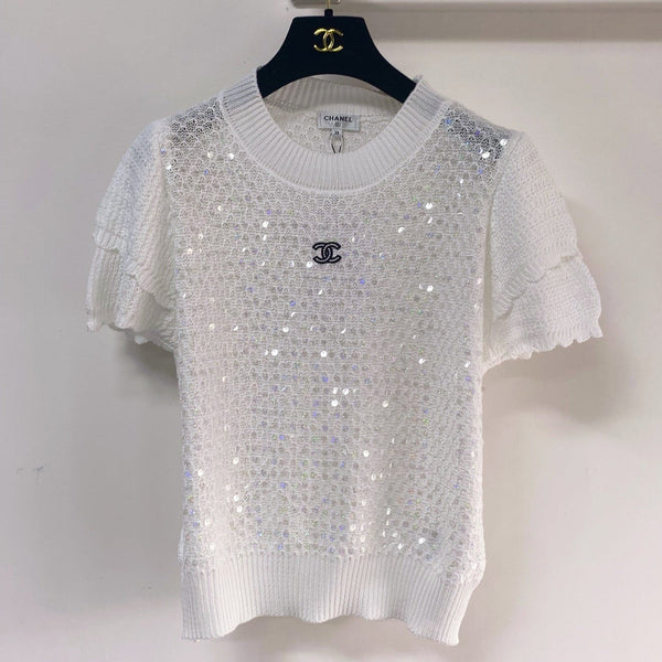 Chanel Short-Sleeve T-Shirt White in Cotton 257156