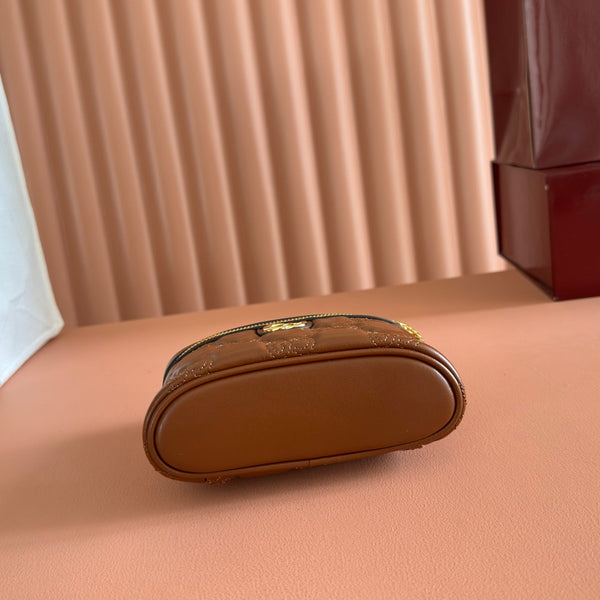 Gucci GG Matelassé Mini Bag 16 Brown in Quilted Leather 284910