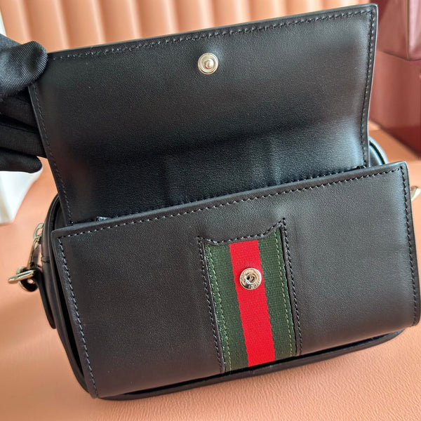 Gucci Web Trademark Mini Bag 20 Black in Cowhide 284922