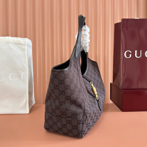 Gucci 26 Mercato Tote Bag 35cm Brown Gold in Canvas 284997