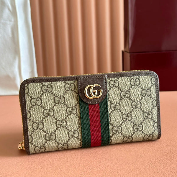 GG Ophidia Wallet 19.5 Brown Beige in Soft GG Supreme 285063